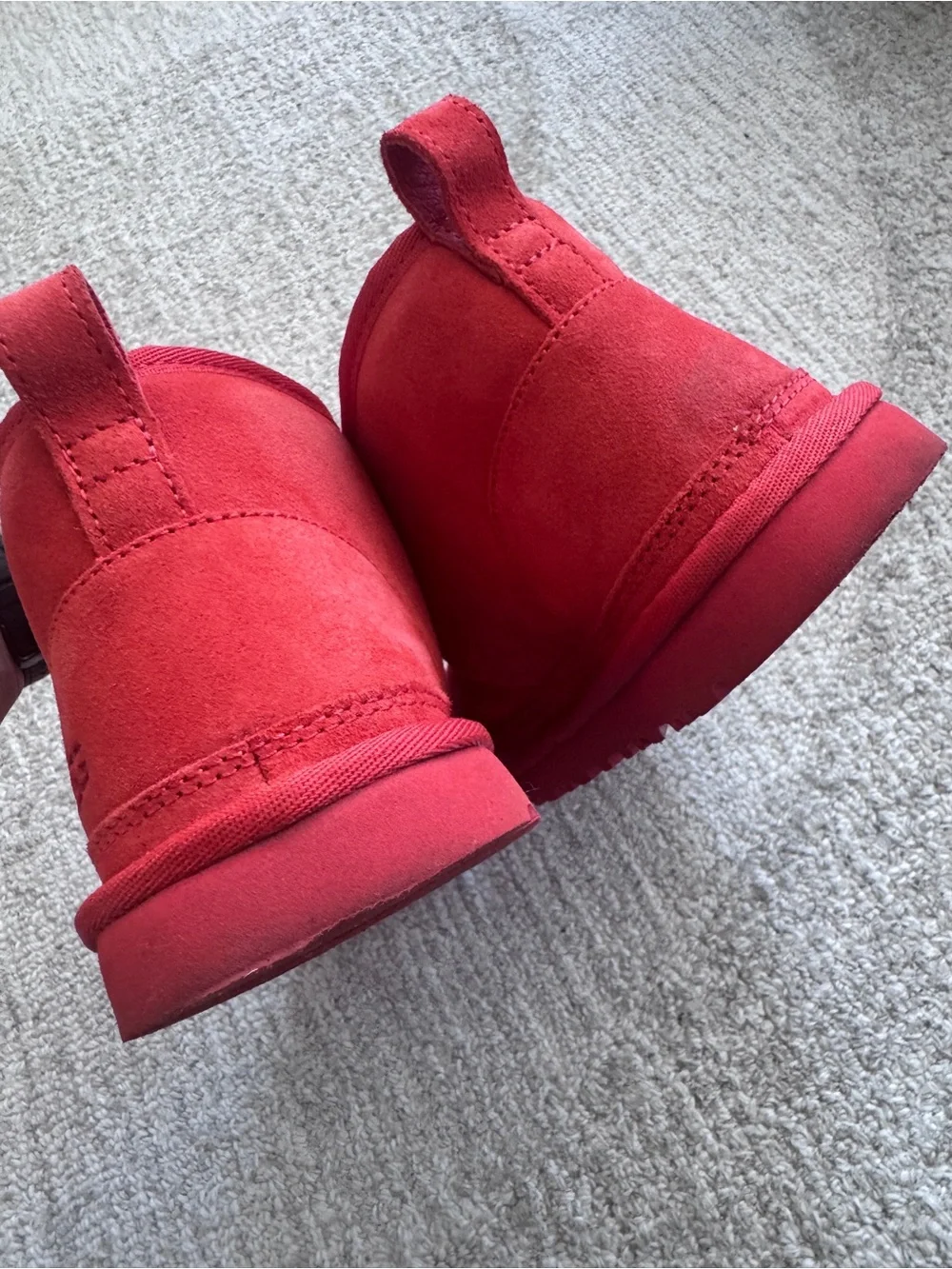 UGG Kids Red Lace-Up Shearling Boots